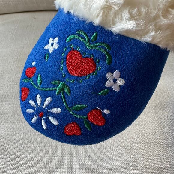 Lanz of Salzburg Embroidered Floral Mule Slippers Size M (7), Royal Blue - Picture 5 of 9